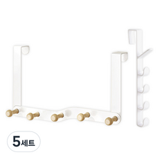 도어 행거 5구 + 수직 후크 2p 세트 R98526A, 화이트, 5세트