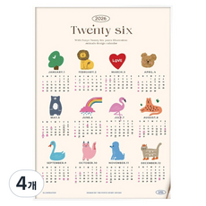 funyz 2026年插畫海報月曆 A2掛牆式, 混合顏色, 4個