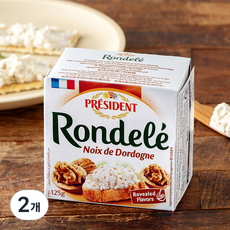 프레지덩 롱델 스프레드 치즈 호두, 125g, 2개, 1개입