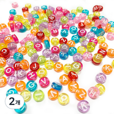 크런치 슬라임 재료 원형혼합알파벳 6mm, 2개, 혼합색상
