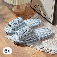 Melly Shop 防樓層噪音可水洗緩衝貓咪室內拖鞋, 藍色, 6個