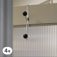 빈티지 우드볼 도어행거 2구, 검정 실버, 4개