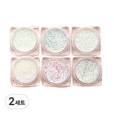 NAILNARA 歌劇白色幻想中顆粒美甲亮片6件組, 混合顏色, 2個