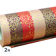 SOLOMON SHOP 唐草彩色條紋捲筒包裝紙, 紅色, 2個