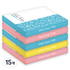 白色3層乳液旅行用面紙 隨機出貨, 60入, 15個