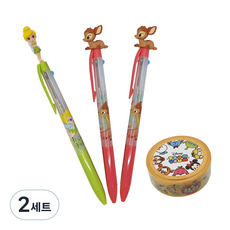 迪士尼小精靈仙杜瑞拉小鹿斑比3色原子筆 0.5mm 小精靈+仙杜瑞拉 2入+紙膠帶 1.5cm*7m組 B款, 混色, 2組