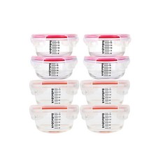 BeBeLock 玻璃密封保鮮盒 210ml+240ml 4入, 混色, 1組