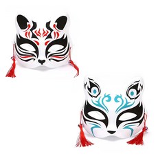 Mandeulhabi 日本狐狸貓咪角色扮演服裝派對面具假面, 08 藍黑色, 2個