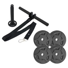 HealthLuv 腕力滾輪前臂訓練器 捲重器 + 槓片 1.5kg x 4片組, 1套, 黑色 + 銀色