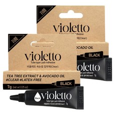 VIOLETTO 茶樹酪梨睫毛膠 軟管 7g, 黑色, 2個
