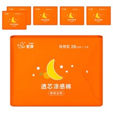 icon 愛康 涼感衛生棉 日本進口柔棉 極輕棉表層 植物精油 涼爽芯片 快速吸收 乾爽不回滲, 6包, 7片