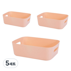 피피홈리빙 다용도 수납박스 펜트리 정리함 3종 세트, 5세트, 핑크