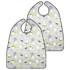 Derhappy 成人防水白熊鈕扣型圍兜, 灰色, 2個