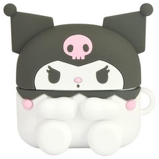 三麗鷗 AirPods Pro/AirPods Pro2矽膠保護殼/保護套, SANG-274KU, 庫洛米 黑色 + 粉色 + 白色, 1個