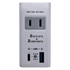 PRACTICAL 實用牌 2USB + 2插分接器 A+C接口 PC材質防火耐熱, 7.8cm, 白色, 1個