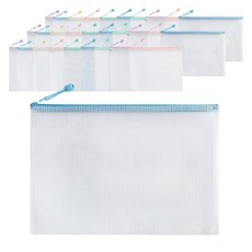문구담 두꺼운 마카롱 PVC a4 지퍼 투명 방수 파우치, 혼합색상, 30개