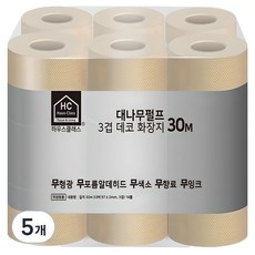 하우스클래스 대나무펄프 3겹 데코 고급 롤화장지, 30m, 18개입, 5개