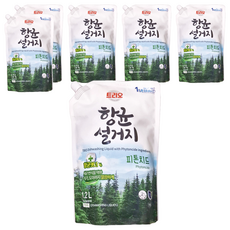 Trio 廚房洗碗精補充包，含芬多精成分，清除食物味道，清新潔淨, 1.2L, 6包