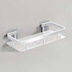 Leto 免鑽孔鋁製一字型浴室層架, 白色