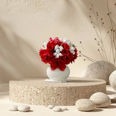 morningscent 꽃장식 봉안당 미니어쳐 꾸미기 납골당 미니 조화 꽃병, 레드, 1개