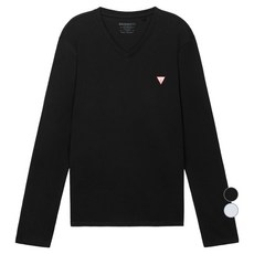 GUESS 男款原創三角Logo V領長袖T恤 MO3K9002