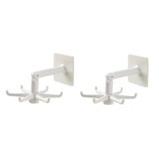 想法之翼 廚房多用途免打孔多角度旋轉式掛鉤架 6入, 白色, 2個