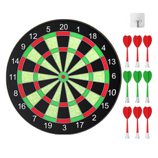 DS Trading 簡約飛鏢硬靶 + 強磁性飛鏢9支 + 掛勾組, 綠紅色, 1套