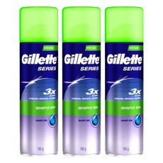 질레트 정품 시리즈젤 센서티브 스킨 쉐이빙 젤, 195g, 3개