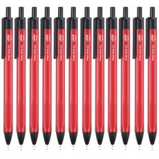 코멧 삼각 그립 중성 젤 펜 0.5mm, 레드, 12개