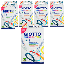 GIOTTO 閃亮彩繪筆套裝, 8色, 特殊水基閃光墨水, 6盒