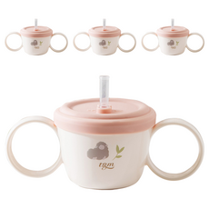 티지엠 유아용 리뉴얼 2 in 1 빨대 스낵컵, 코랄핑크, 4개