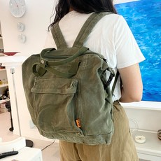 한땀작업실 여성용 빈티지 캔버스 백팩