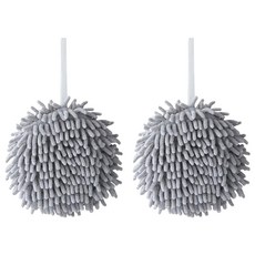 Neon 台灣霓虹 懸掛式雪尼爾擦手球 灰色 快速吸水, 2入, 1組