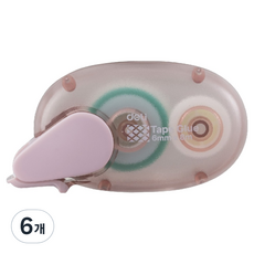 델리 몽돌 양면 풀테이프 6mm x 8m, 6개, 핑크