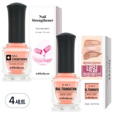위드샨 케어 강화 2종 세트, 네일 파운데이션 15ml + 네일 스트랭쓰너 15ml, 4세트