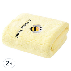 원이네 물결 디자인 세면 타월 85g, 옐로우, 2개