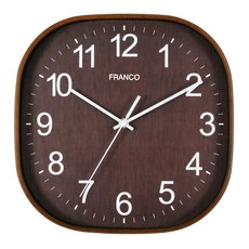 FRANCO方形木紋靜音掛鐘, 胡桃木色