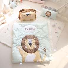 孩童用可愛動物系列超細纖維午睡被+薄墊+枕頭組, Kota
