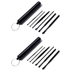 칼리오페 프리미엄 스테인리스 귀이개 6종 세트 블랙, 6개입, 2세트