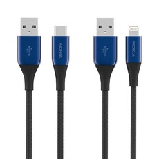 NOKIA 諾基亞P8201 125A Lightning Combo充電線 Set 2條, 125cm, 夜幕綠, 1組