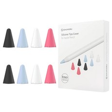 SINJIMORU 耐磨 Apple Pencil 第1代/第2代矽膠筆尖保護帽4款8件組, 1組, 混和顏色
