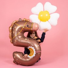 GRABO BALLOONS 鋁箔氣球 Puppy-loon 數字5 小馬 + 小雛菊組合, 1套, 混合顏色
