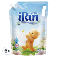 아이린 실내건조 섬유유연제 프레쉬블루 리필, 6개, 2.6L