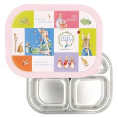 比得兔不鏽鋼餐盤便當盒組, 粉色3303, 餐盤+便當蓋, 1組