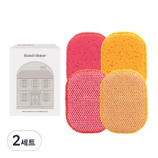 Ram's Home 纖維素網紗無痕菜瓜布 黃色2入 粉色2入, 2套, 4入