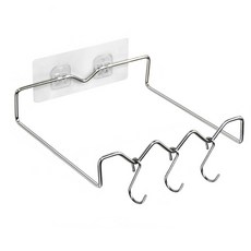 不鏽鋼無痕貼臉盆架3掛勾 20 x 4.8 x 19.8cm, 方型, 2組