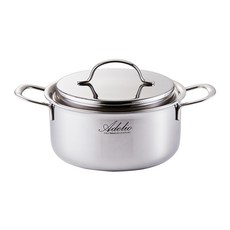 HANIL STAINLESS STEEL 電磁爐適用New Adelia系列5層不鏽鋼附蓋雙耳湯鍋, 銀色, 18cm, 1個