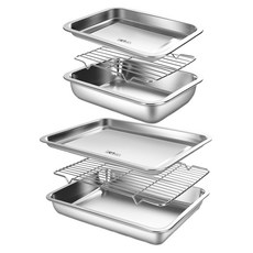 Kitchen-Art 長方形不鏽鋼備料盤組, 2號+4號, 1組