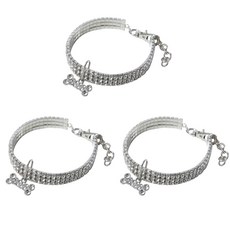 해밀 소형 반려동물 깜찍한 크리스탈 목걸이 액세서리 3p, 화이트