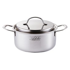 HANIL STAINLESS STEEL 電磁爐適用New Adelia系列5層不鏽鋼附蓋雙耳湯鍋, 銀色, 20cm, 1個